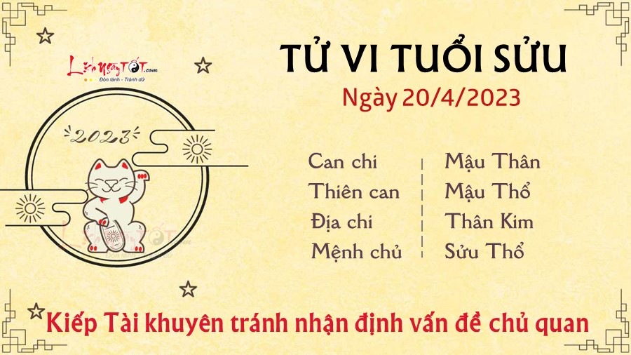 Tu vi hang ngay 20/4/2023 cua 12 con giap - tuoi Suu