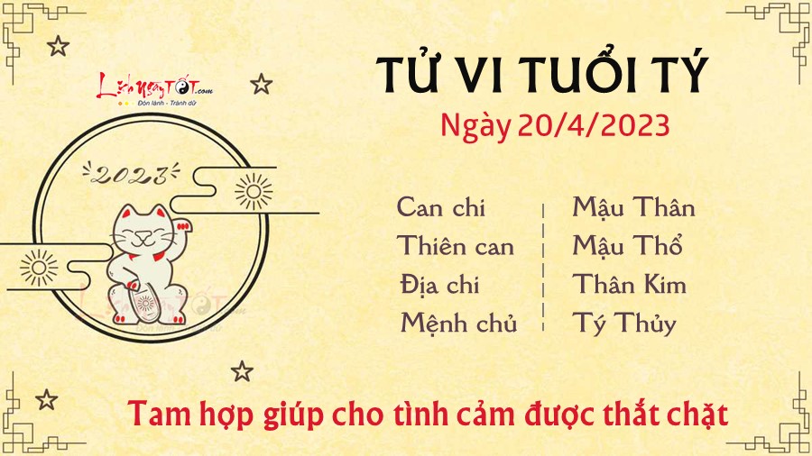 Tu vi hang ngay 20/4/2023 cua 12 con giap - tuoi Ty