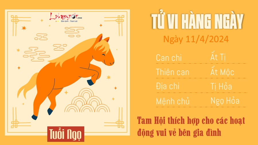 Tu vi hang ngay 11/4/2024 cua 12 con giap - tuoi Ngo