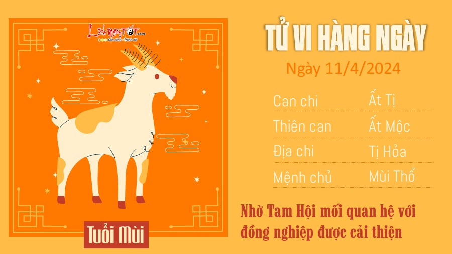 Tu vi hang ngay 11/4/2024 cua 12 con giap - tuoi Mui