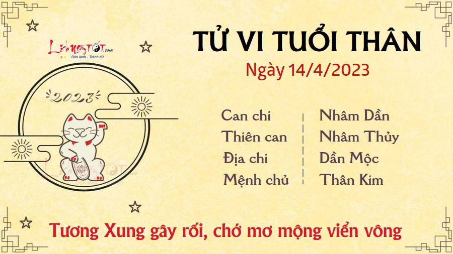 Tu vi hang ngay 14/4/2023 - Than