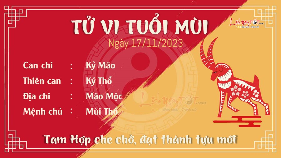 Tu vi hang ngay 17/11/2023 cua 12 con giap - Tuoi Mui