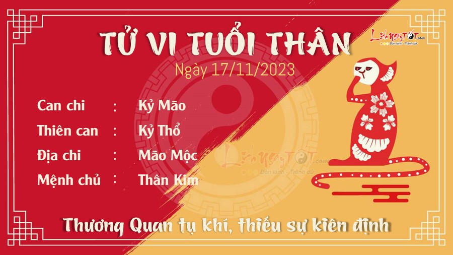 Tu vi hang ngay 17/11/2023 cua 12 con giap - Tuoi Than