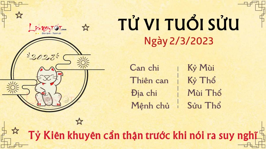 Tu vi hang ngay 2/3/2023 cua 12 con giap - tuoi Suu