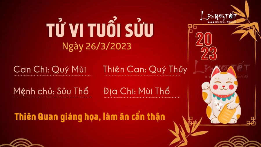 Tu vi hang ngay 26/3/2023 - Suu