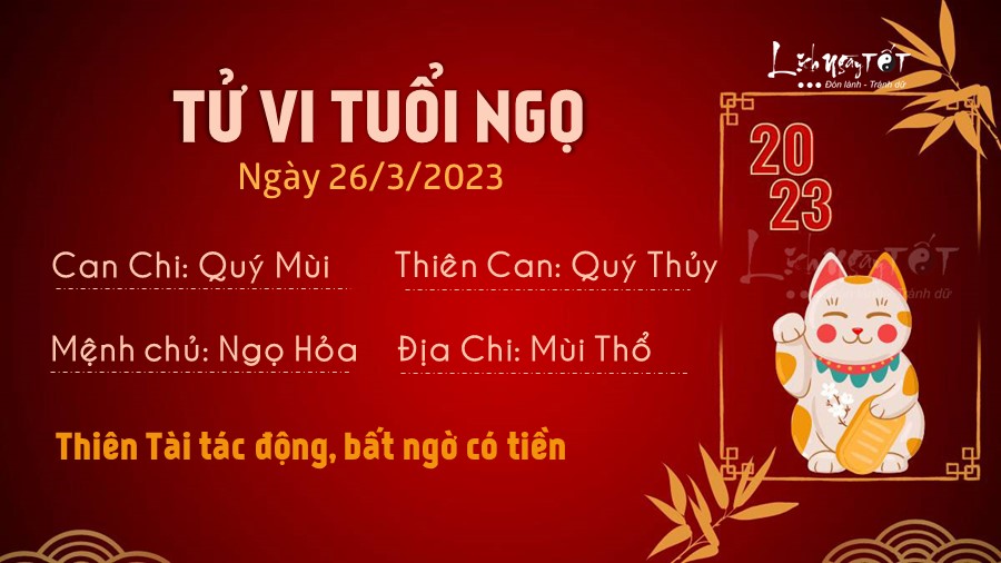 Tu vi hang ngay 26/3/2023 - Ngo