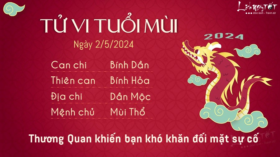 Tu vi hang ngay 2/5/2024 - tuoi Mui