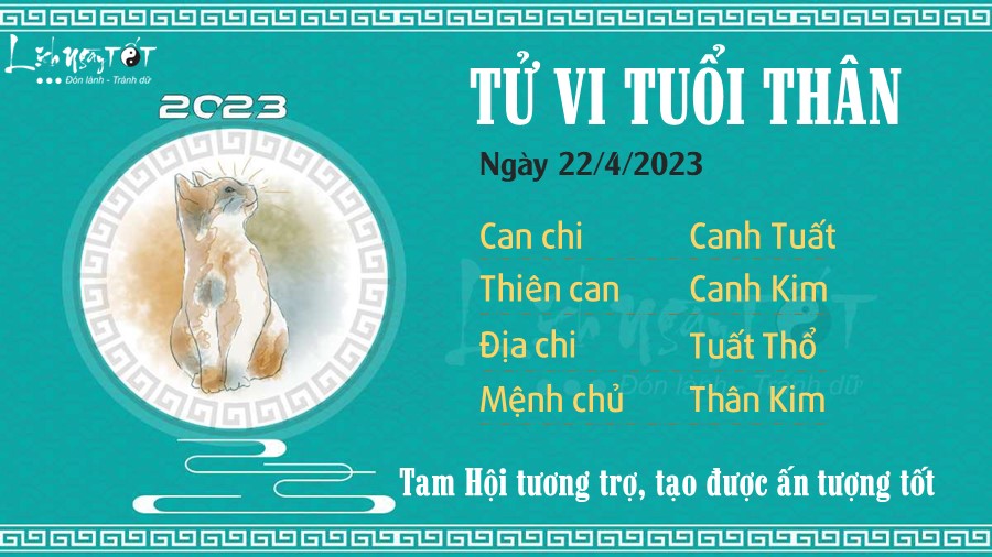 Tu vi hang ngay 22/4/2023 cua 12 con giap - Tuoi Than