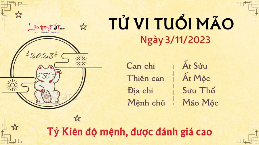 Tu vi hang ngay 3/11/2023 cua 12 con giap - Mao