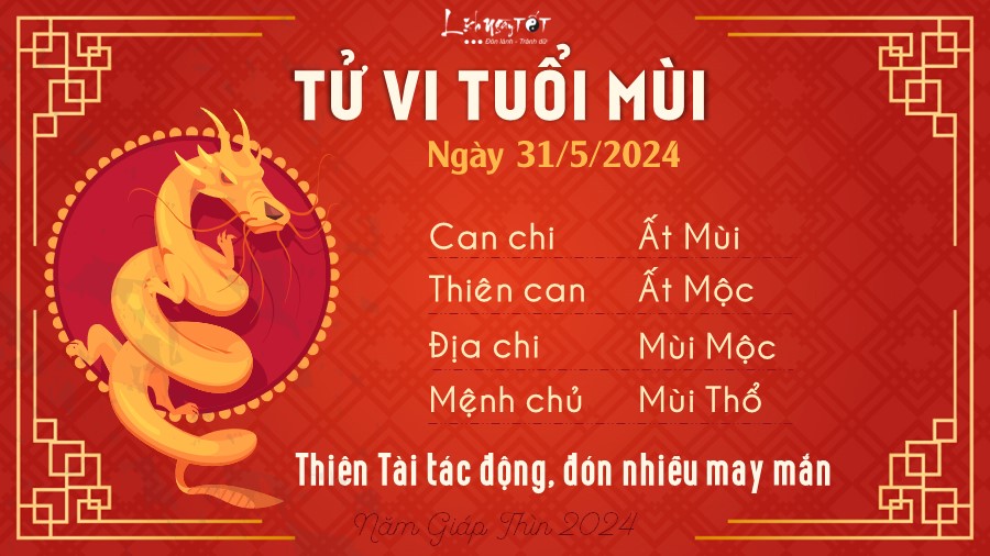 Tu vi hang ngay 31/5/2024 - Mui