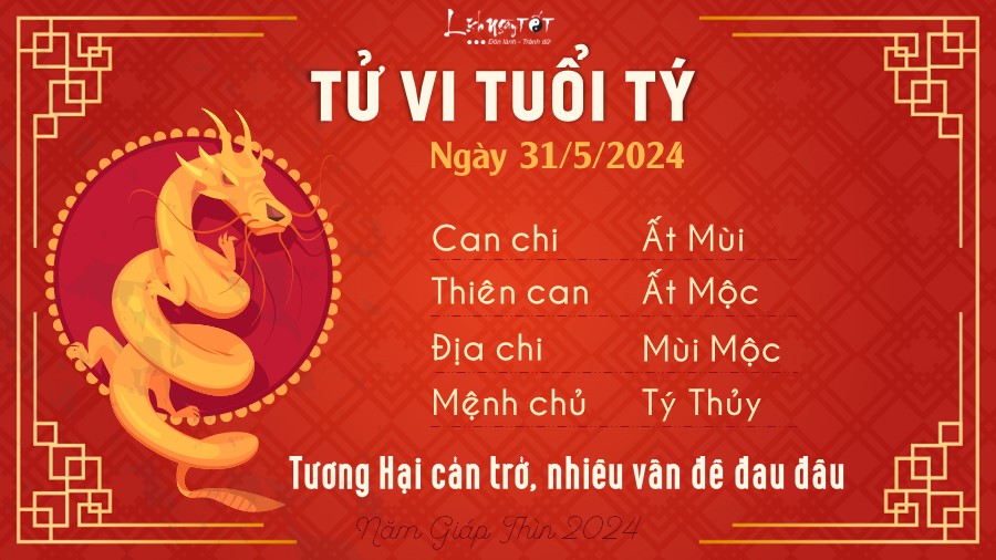 Tu vi hang ngay 31/5/2024 - Ty