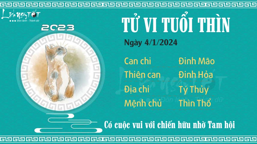 Tu vi hang ngay 4/1/2024 cua 12 con giap - Thin