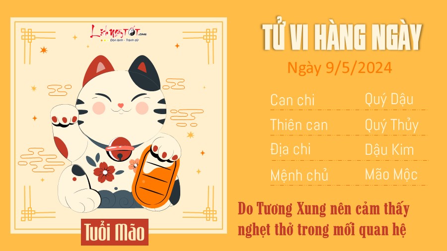 Tu vi ngay 9/5/2024 tuoi Mao