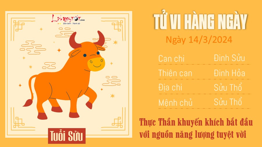 Tu vi hang ngay 14/3/2024 cua 12 con giap - tuoi Suu