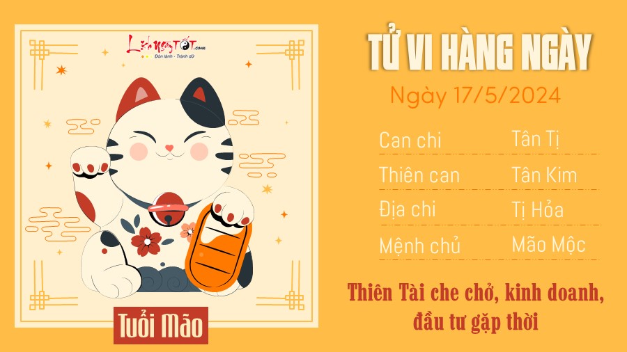 Tu vi hang ngay 17/5/2024 - Mao