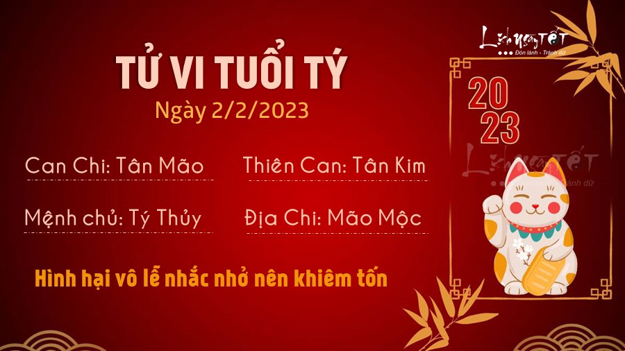 tu vi hang ngay 2/2/2023 cua 12 con giap tuoi Ty