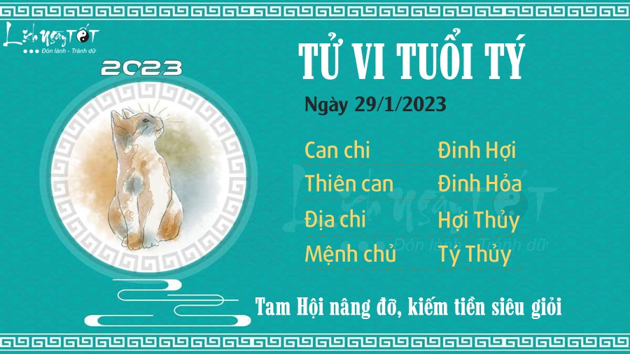 Tu vi hang ngay 29/1/2023 cua 12 con giap - Ty