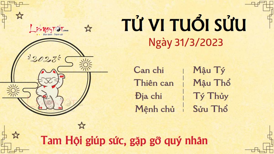 Tu vi hang ngay 31/3/2023 - Suu