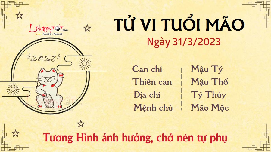 Tu vi hang ngay 31/3/2023 - Mao