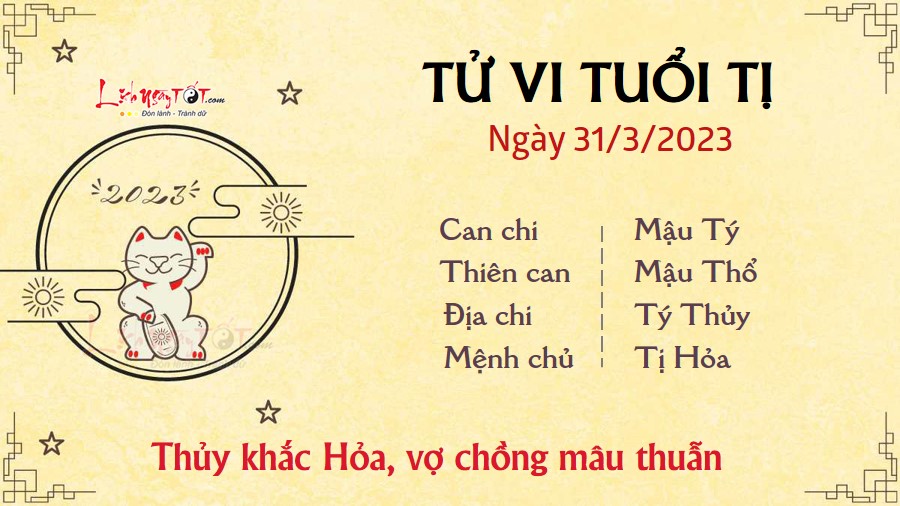 Tu vi hang ngay 31/3/2023 - Ti