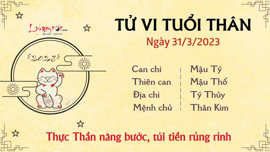 Tu vi hang ngay 31/3/2023 - Than