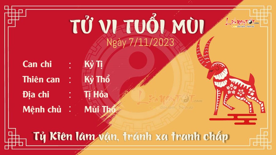 Tu vi hang ngay 7/11/2023 tuoi Mui