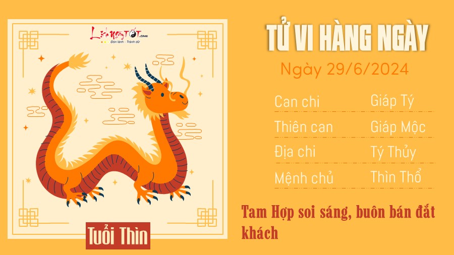 Tu vi hang ngay 29/6/2024 tuoi Thin