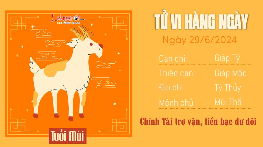 Tu vi hang ngay 29/6/2024 tuoi Mui