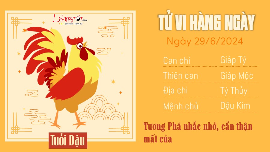 Tu vi hang ngay 29/6/2024 tuoi Dau