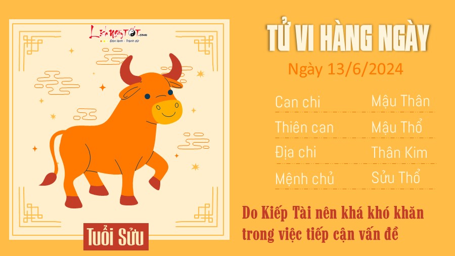 Tu vi hang ngay 13/6/2024 cua 12 con giap - tuoi Suu