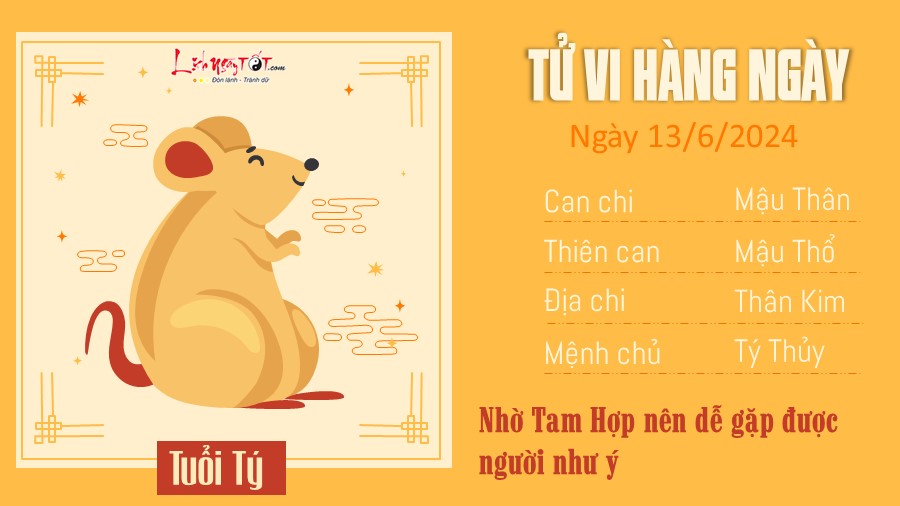 Tu vi hang ngay 13/6/2024 cua 12 con giap - tuoi Ty