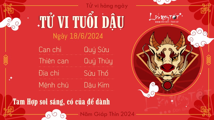 Tu vi hang ngay 18/6/2024 tuoi Dau