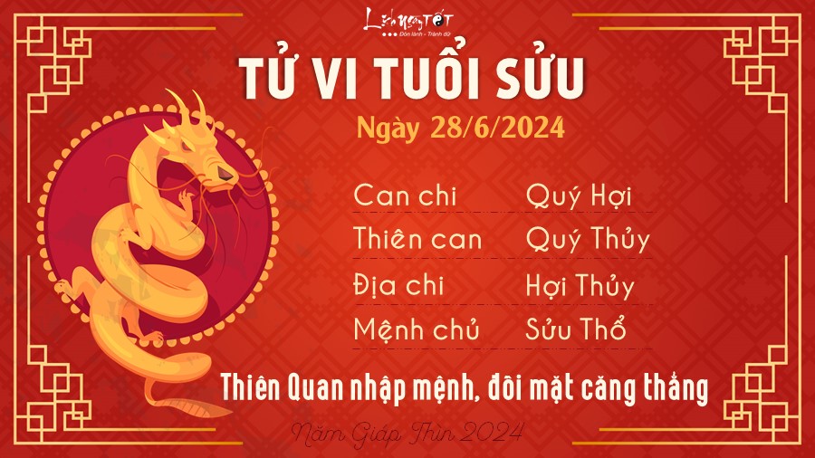 Tu vi hang ngay 28/6/2024 - Suu