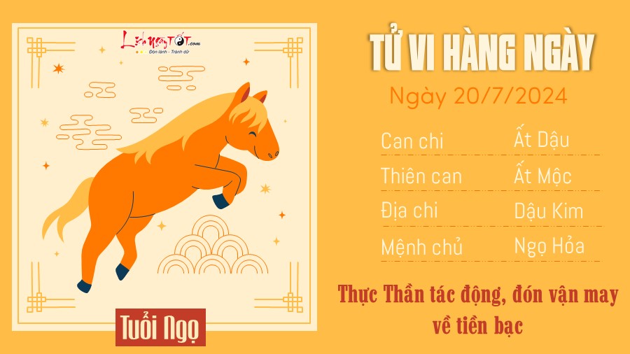 Tu vi hang ngay 20/7/2024 - Tuoi Ngo