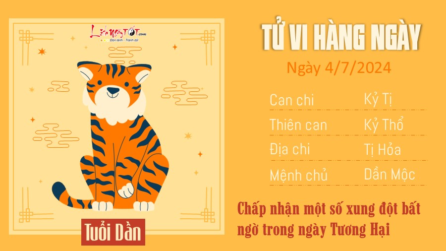 Tu vi hang ngay 4/7/2024 - tuoi Dan