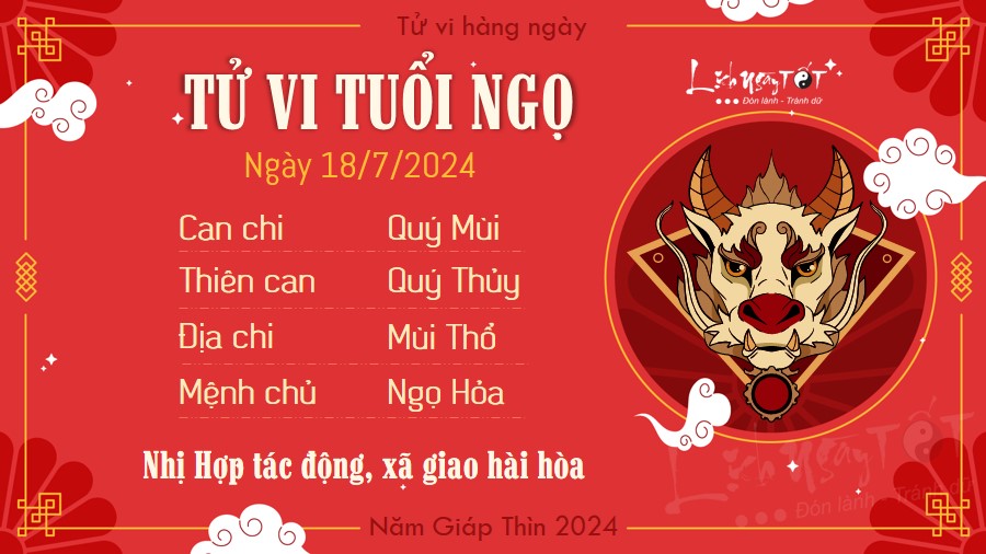 Tu vi hang ngay 18/7/2024 - Ngo