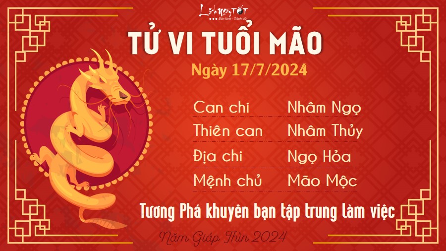 Tu vi hang ngay 17/7/2024 - Mao