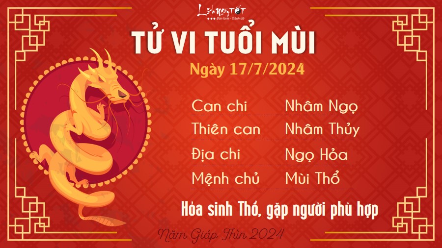 Tu vi hang ngay 17/7/2024 - Mui