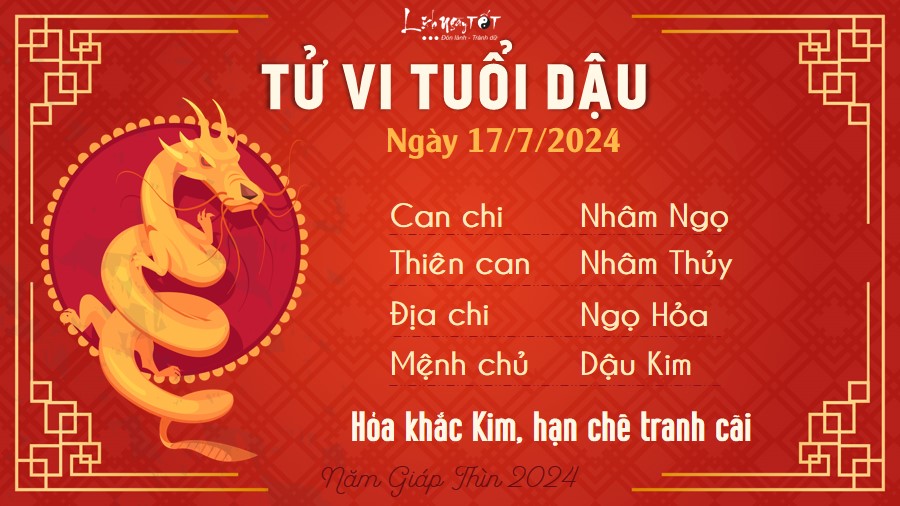 Tu vi hang ngay 17/7/2024 - Dau