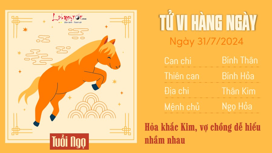 Tu vi hang ngay 31/7/2024 - Ngo