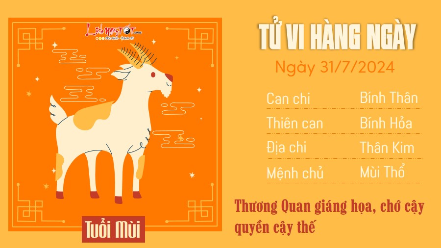 Tu vi hang ngay 31/7/2024 - Mui