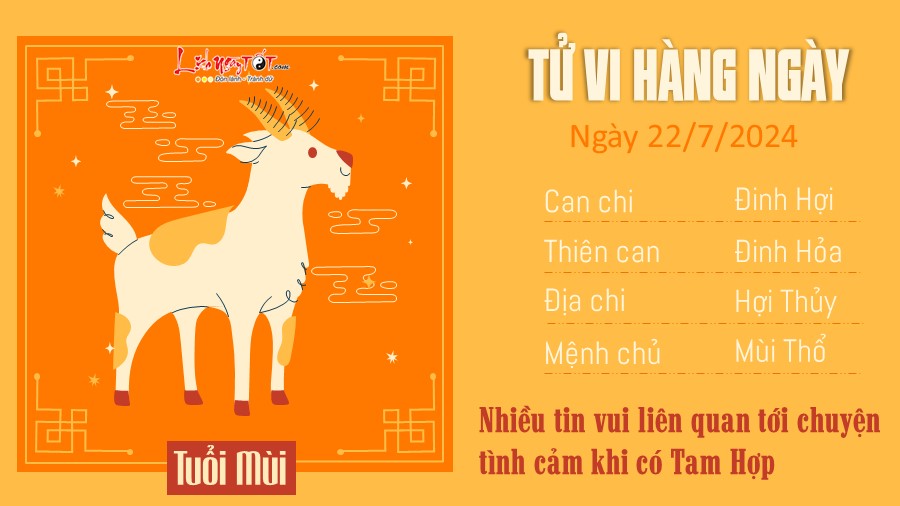 Tu vi hang ngay 22/7/2024 - tuoi Mui