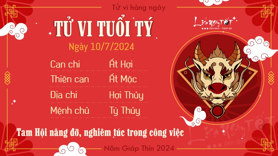 Tu vi hang ngay 10/7/2024 - Ty