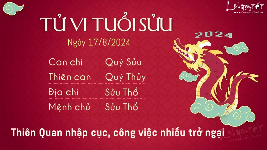 Tu vi hang ngay 17/8/2024 - Tuoi Suu