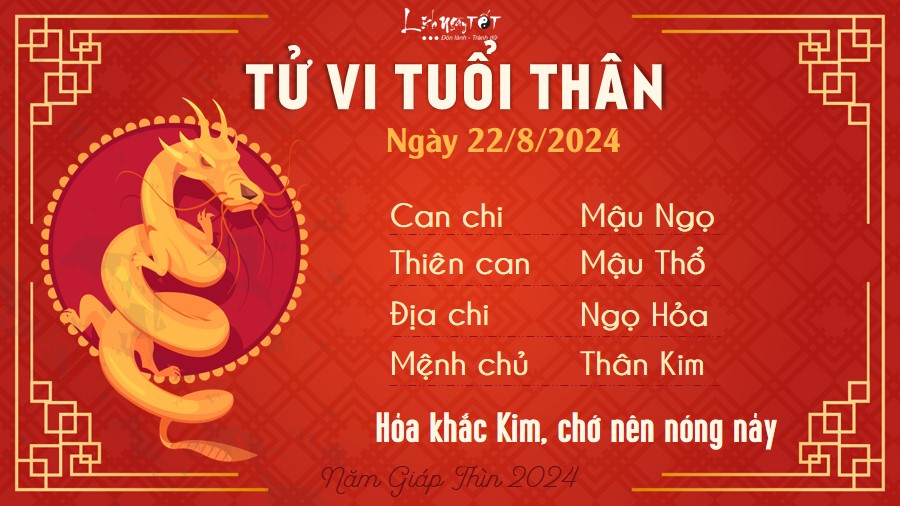 Tu vi hang ngay 22/8/2024 - Than