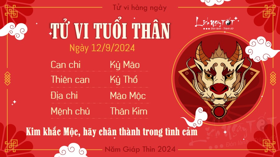 Tu vi hang ngay 12/9/2024 - Than