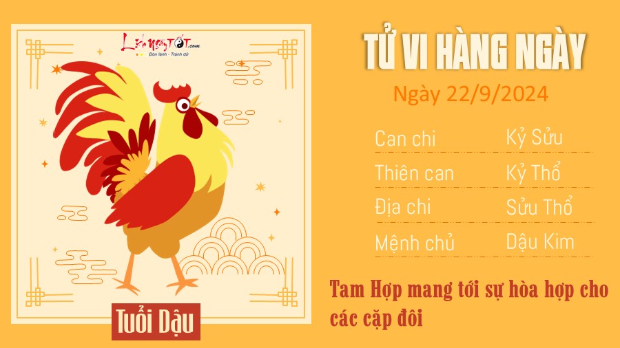 Tu vi hang ngay 22/9/2024 cua 12 con giap - Tuoi Dau