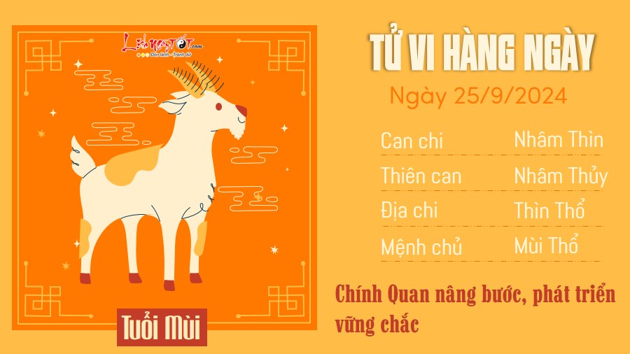 Tu vi hang ngay 25/9/2024 - Mui