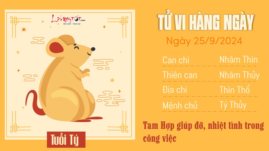 Tu vi hang ngay 25/9/2024 - Ty